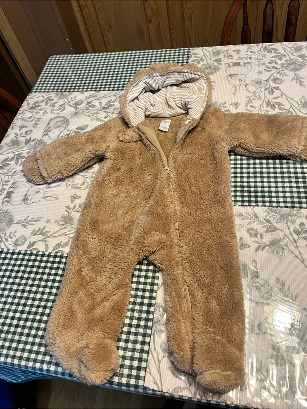 Carter's Plush Hooded Footed One-Piece - Light Brown